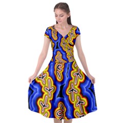 Newart2 Cap Sleeve Wrap Front Dress