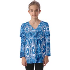 Waterhole Dreaming 90 Hogarth Arts Kids  V Neck Casual Top