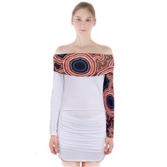 Authentic Aboriginal Art - Pathways Hogarth Arts Long Sleeve Off Shoulder Dress