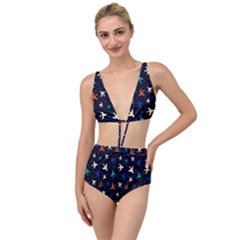Blue Background Cute Airplanes Tied Up Two Piece Swimsuit by ConteMonfrey