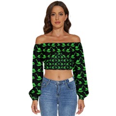Our Dino Friends Long Sleeve Crinkled Weave Crop Top by ConteMonfrey
