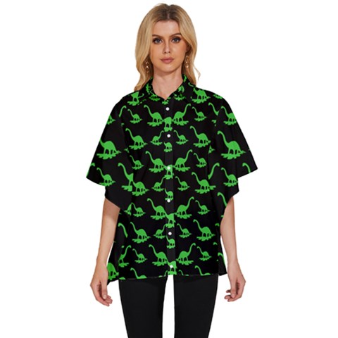 Our Dino Friends Women s Batwing Button Up Shirt by ConteMonfrey