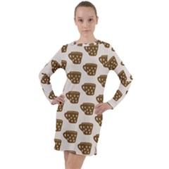 Cozy Coffee Cup Long Sleeve Hoodie Dress