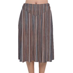 Dark Digital Wood Like Velvet Flared Midi Skirt by ConteMonfrey