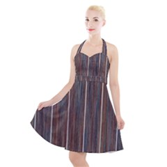 Dark digital Wood like Halter Party Swing Dress 