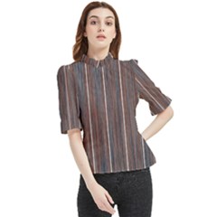 Dark digital Wood like Frill Neck Blouse