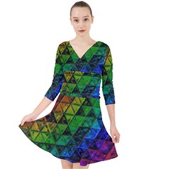 Pride Glass Quarter Sleeve Front Wrap Dress