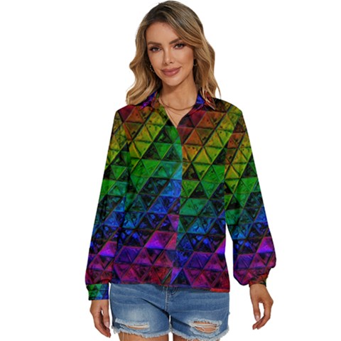 Pride Glass Women s Long Sleeve Button Up Shirt by MRNStudios