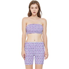 Purple Straw - Country Side  Stretch Shorts And Tube Top Set by ConteMonfrey