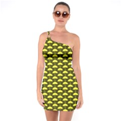 Under My Little Yellow Umbrella One Shoulder Ring Trim Bodycon Dress by ConteMonfrey