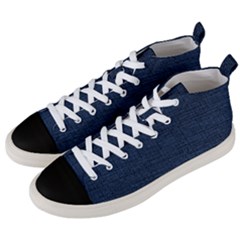 Digital Dark Blue Linen Men s Mid-top Canvas Sneakers by ConteMonfrey