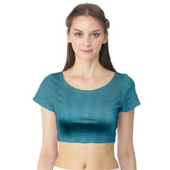 Blue Digital Fabric Short Sleeve Crop Top by ConteMonfrey