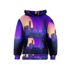 The Sun Night Music The City Background 80s, 80 s Synth Kids  Pullover Hoodie by uniart180623