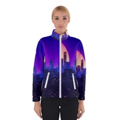 The Sun Night Music The City Background 80s, 80 s Synth Women s Bomber Jacket