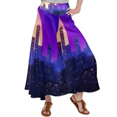 The Sun Night Music The City Background 80s, 80 s Synth Women s Satin Palazzo Pants by uniart180623