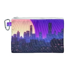 The Sun Night Music The City Background 80s, 80 s Synth Canvas Cosmetic Bag (large)