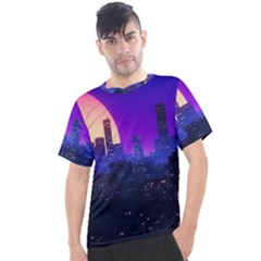 The Sun Night Music The City Background 80s, 80 s Synth Men s Sport Top by uniart180623