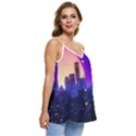 The Sun Night Music The City Background 80s, 80 s Synth Casual Spaghetti Strap Chiffon Top View3