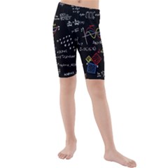 Black Background With Text Overlay Mathematics Formula Board Kids  Mid Length Swim Shorts by uniart180623