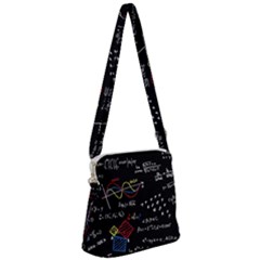 Black Background With Text Overlay Mathematics Formula Board Zipper Messenger Bag by uniart180623