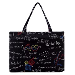 Black Background With Text Overlay Mathematics Formula Board Zipper Medium Tote Bag by uniart180623