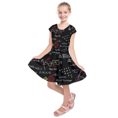 Black Background With Text Overlay Mathematics Formula Board Kids  Short Sleeve Dress by uniart180623