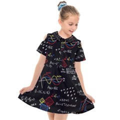 Black Background With Text Overlay Mathematics Formula Board Kids  Short Sleeve Shirt Dress