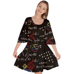 Black Background With Text Overlay Mathematics Formula Board Velour Kimono Dress by uniart180623