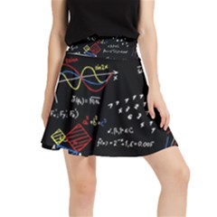 Black Background With Text Overlay Mathematics Formula Board Waistband Skirt by uniart180623