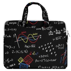 Black Background With Text Overlay Mathematics Formula Board Macbook Pro 13  Double Pocket Laptop Bag by uniart180623