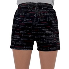 Black Background With Text Overlay Digital Art Mathematics Sleepwear Shorts by uniart180623