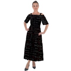 Black Background With Text Overlay Digital Art Mathematics Shoulder Straps Boho Maxi Dress 