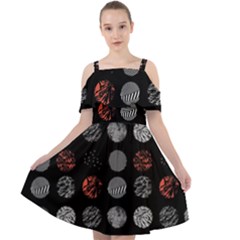 Black And Multicolored Polka Dot Artwork Digital Art Cut Out Shoulders Chiffon Dress