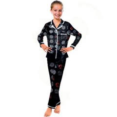 Black And Multicolored Polka Dot Artwork Digital Art Kids  Satin Long Sleeve Pajamas Set by uniart180623