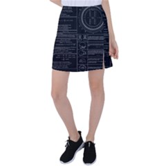 Black Background With Text Overlay Mathematics Trigonometry Tennis Skirt by uniart180623
