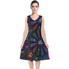 Zodiac Geek V-neck Midi Sleeveless Dress 