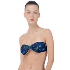 Blue Background Pattern Feather Peacock Classic Bandeau Bikini Top  by uniart180623