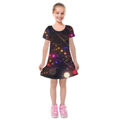 Abstract Light Star Design Laser Light Emitting Diode Kids  Short Sleeve Velvet Dress by uniart180623