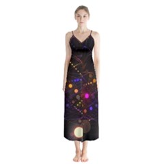 Abstract Light Star Design Laser Light Emitting Diode Button Up Chiffon Maxi Dress by uniart180623