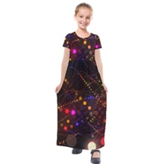Abstract Light Star Design Laser Light Emitting Diode Kids  Short Sleeve Maxi Dress by uniart180623