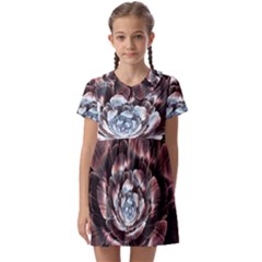 Flower Fractal Art Cool Petal Abstract Kids  Asymmetric Collar Dress by uniart180623