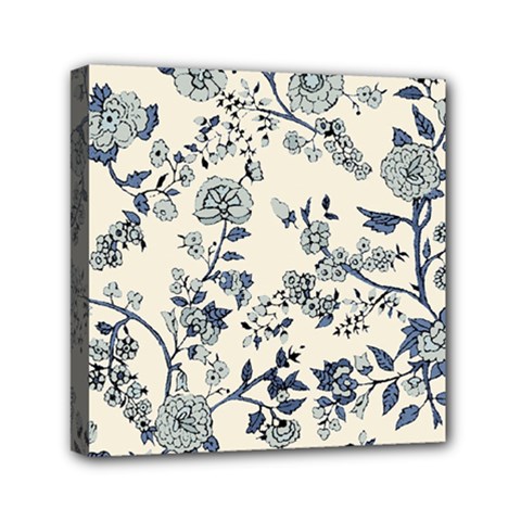 Vintage Background Blue Roses Rose Pattern Retro Mini Canvas 6  X 6  (stretched) by uniart180623