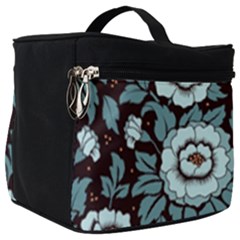 Vintage Floral Pattern Blue Damask Pattern Blue Vintage Make Up Travel Bag (Big)