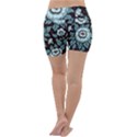 Vintage Floral Pattern Blue Damask Pattern Blue Vintage Lightweight Velour Yoga Shorts View4