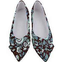 Vintage Floral Pattern Blue Damask Pattern Blue Vintage Women s Bow Heels