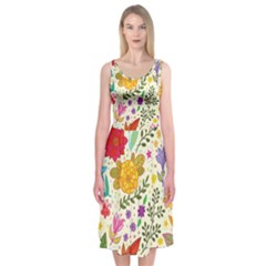 Colorful Flowers Pattern Abstract Patterns Floral Patterns Midi Sleeveless Dress