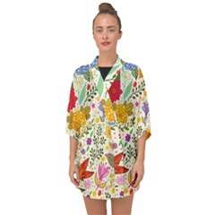 Colorful Flowers Pattern Abstract Patterns Floral Patterns Half Sleeve Chiffon Kimono by uniart180623