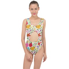 Colorful Flowers Pattern Abstract Patterns Floral Patterns Center Cut Out Swimsuit by uniart180623
