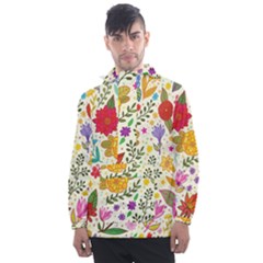 Colorful Flowers Pattern Abstract Patterns Floral Patterns Men s Front Pocket Pullover Windbreaker by uniart180623