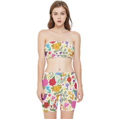 Colorful Flowers Pattern Abstract Patterns Floral Patterns Stretch Shorts And Tube Top Set by uniart180623